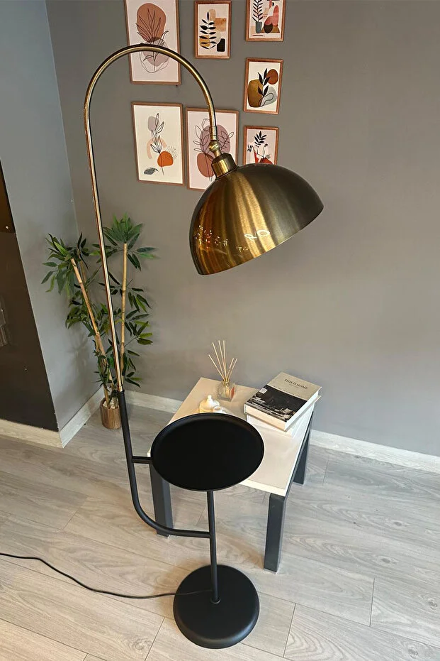 Eskitme-Siyah Lambader Hareketli Başlık Sehpalı Modern Dekoratif Metal Oturma Odası Çalışma Odası